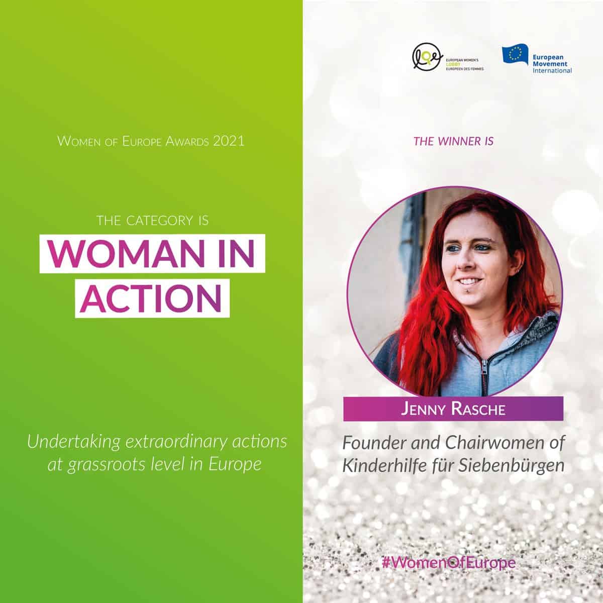 Tânără din Sibiu, premiu important la „Women of Europe” – Jenny Rasche este „îngerul păzitor” al copiilor defavorizați din județ