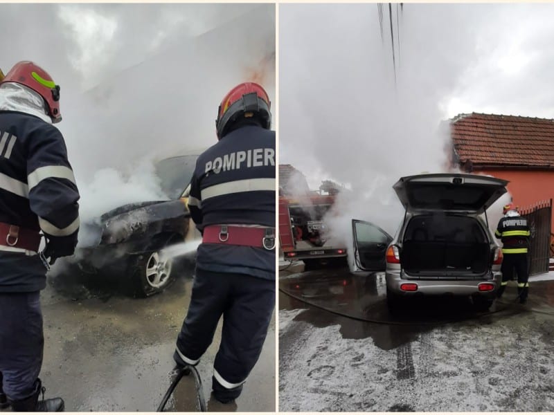 FOTO: Incendiu auto în Agârbiciu - A ars motorul