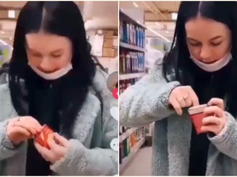 video: o tânără se filmează când înțeapă prezervativele într-un supermarket din sibiu - poliția o caută