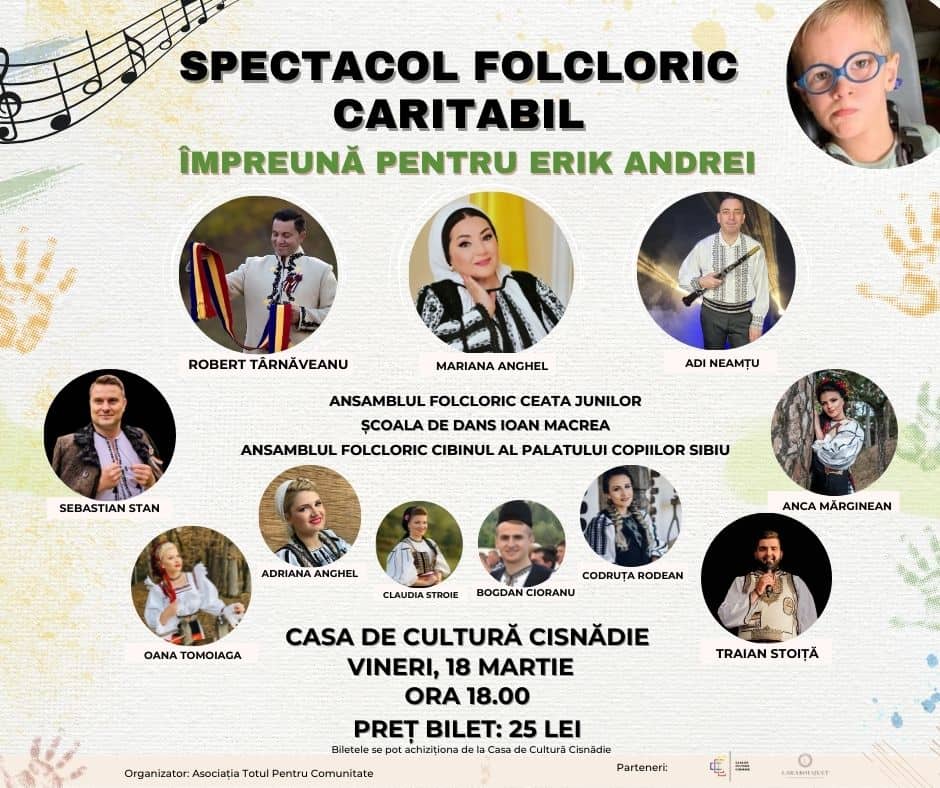 concert caritabil pentru erik andrei la cisnădie - micuțul are nevoie de bani pentru terapiile care să îi amelioreze tetrapareza spastică