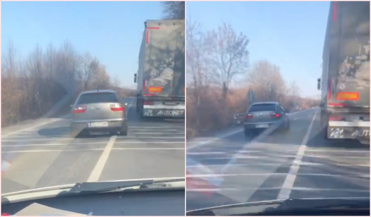 VIDEO: Depășire periculoasă pe linie continuă între Ruși și Șura Mare