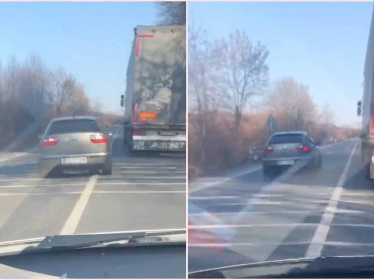 VIDEO: Depășire periculoasă pe linie continuă între Ruși și Șura Mare