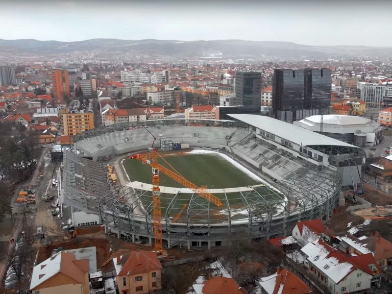 VIDEO – FOTO Stadionul Municipal prinde contur – Arena de cinci stele a Sibiului arată spectaculos