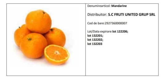 Un lot de mandarine și mai multe produse Kinder retrase din magazinele Auchan și Metro - Conțin salmonella și pesticide