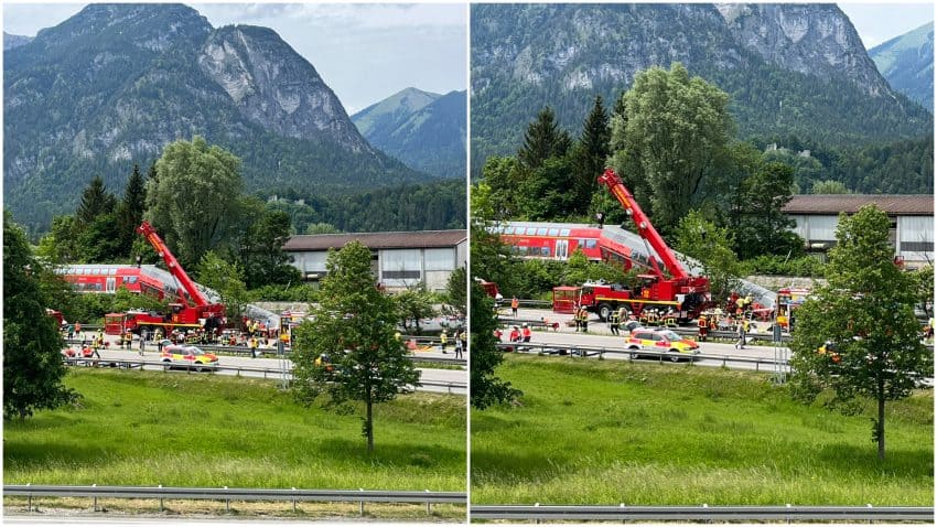 FOTO Tren deraiat în sudul Germaniei - 4 persoane au murit, iar alte 15 sunt rănite grav