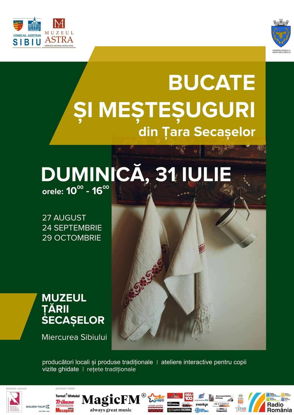 Bucate și meșteșuguri din Țara Secașelor, duminică la muzeul din Miercurea Sibiului