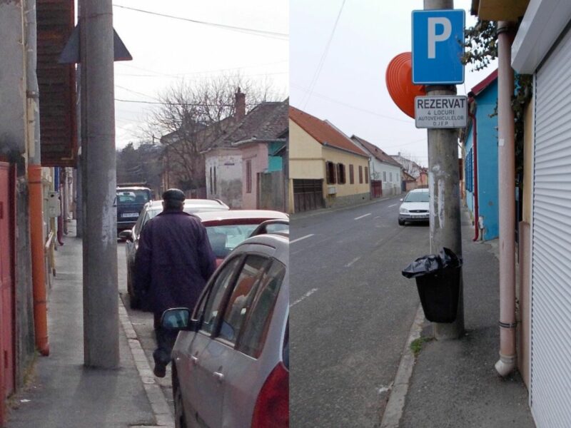 Stâlpii din mijlocul trotuarului de pe strada Câmpului - Rezolvarea problemei poate dura 2-3 ani