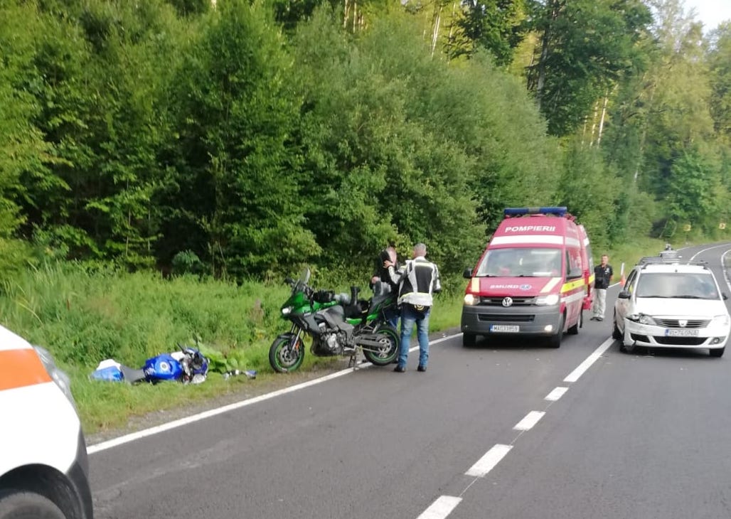 Motocicliști răniți la Cârțișoara - Un șofer de 70 de ani, vinovat de producerea accidentului