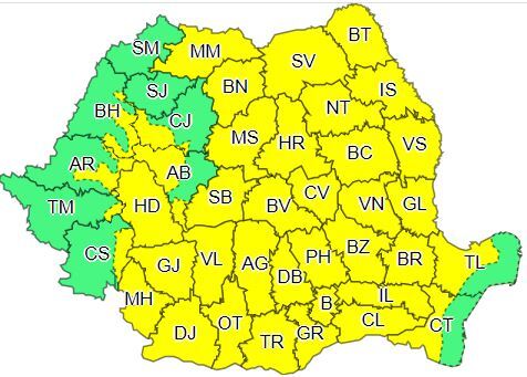 Cod galben de ploi la Sibiu - Averse torenţiale și descărcări electrice