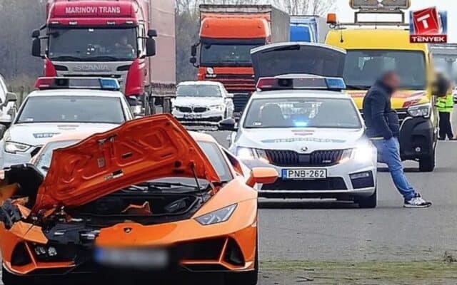 lamborghini înmatriculat în românia distrus pe autostrada în ungaria după o cursă ilegală