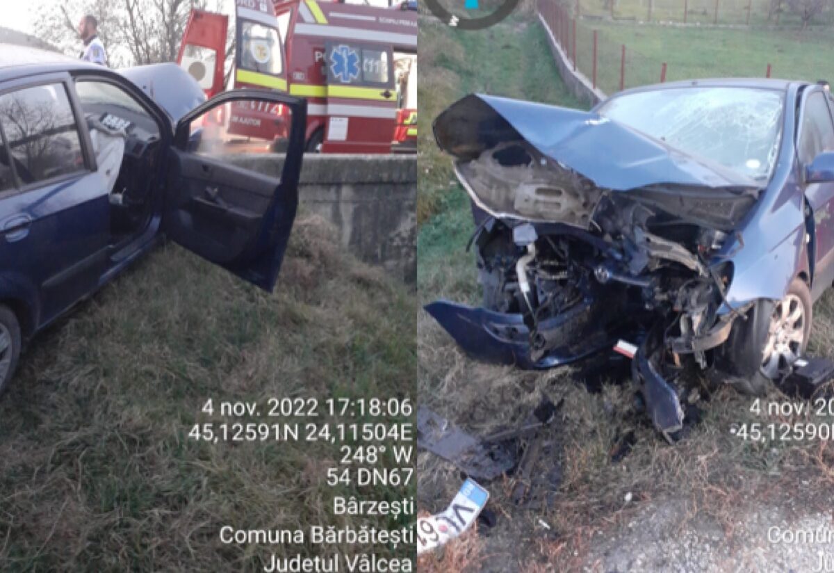 Accident mortal în județul Vâlcea - O femeie a murit după ce a intrat cu mașina într-un cap de pod