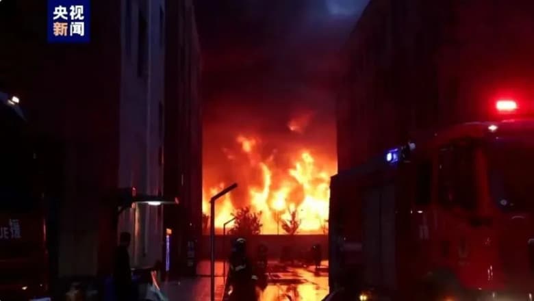 video incendiu puternic la o fabrică din china - aproape 40 de persoane au murit