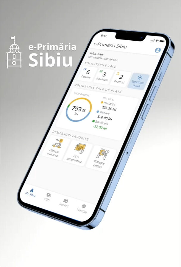 aplicația e-primăria sibiu disponibilă pe app store și google play - sibienii pot face plăti și programări mult mai ușor