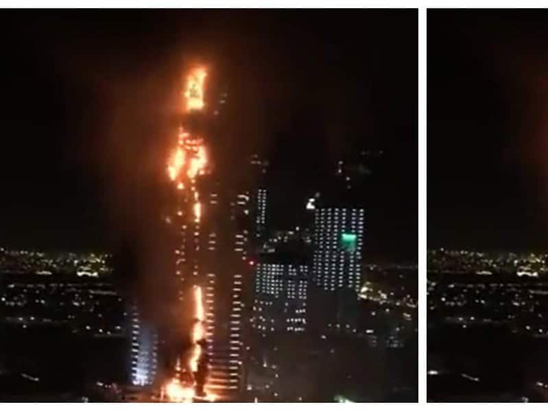 video incendiu puternic la o clădire cu 35 de etaje din dubai
