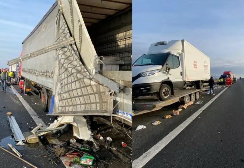 foto carambol pe autostrada sibiu - orăștie. cinci mașini și un tir, implicate