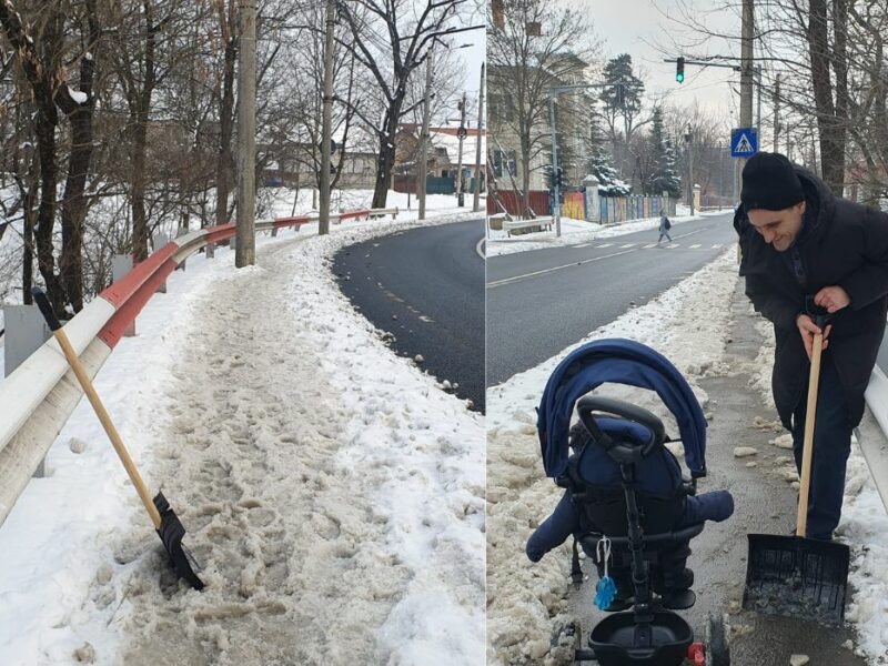 video directorul spitalului tbc a deszăpezit cu lopata trotuarul de pe strada avrig - „încerc să dau un exemplu...”