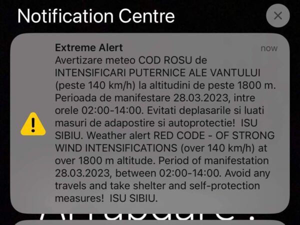 cod roșu de vânt la sibiu - isu a emis ro-alert