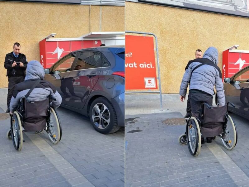 foto un bărbat în scaun cu rotile s-a ”vindecat” imediat ce a văzut poliția locală