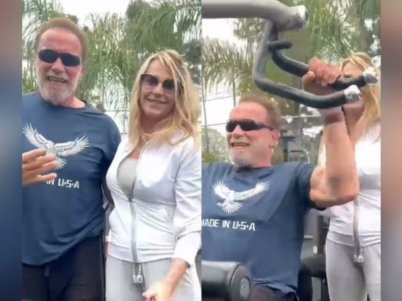 video arnold schwarzenegger și nadia comăneci, antrenament comun de fitness