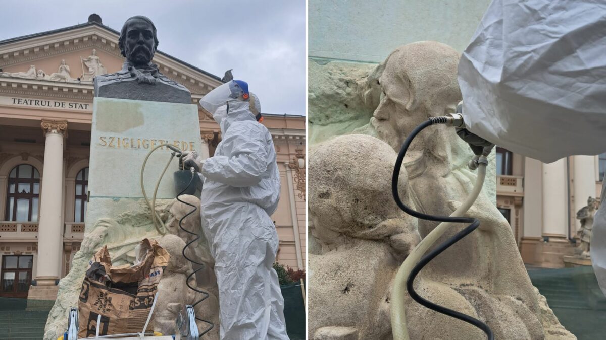 Statuie celebră din Oradea, readusă la viață de restauratori de la muzeul Brukenthal din Sibiu