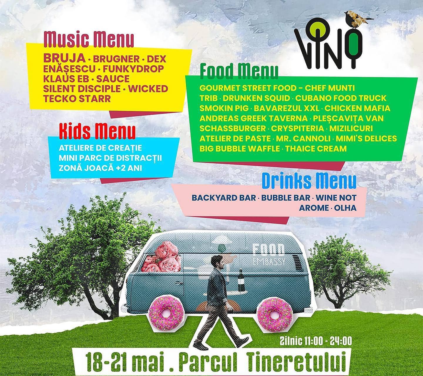 Începe VINO, primul street food al anului la Sibiu - Concert Bruja, DJ de top, zeci de food truck-uri și distracție cât încape în Parcul Tineretului