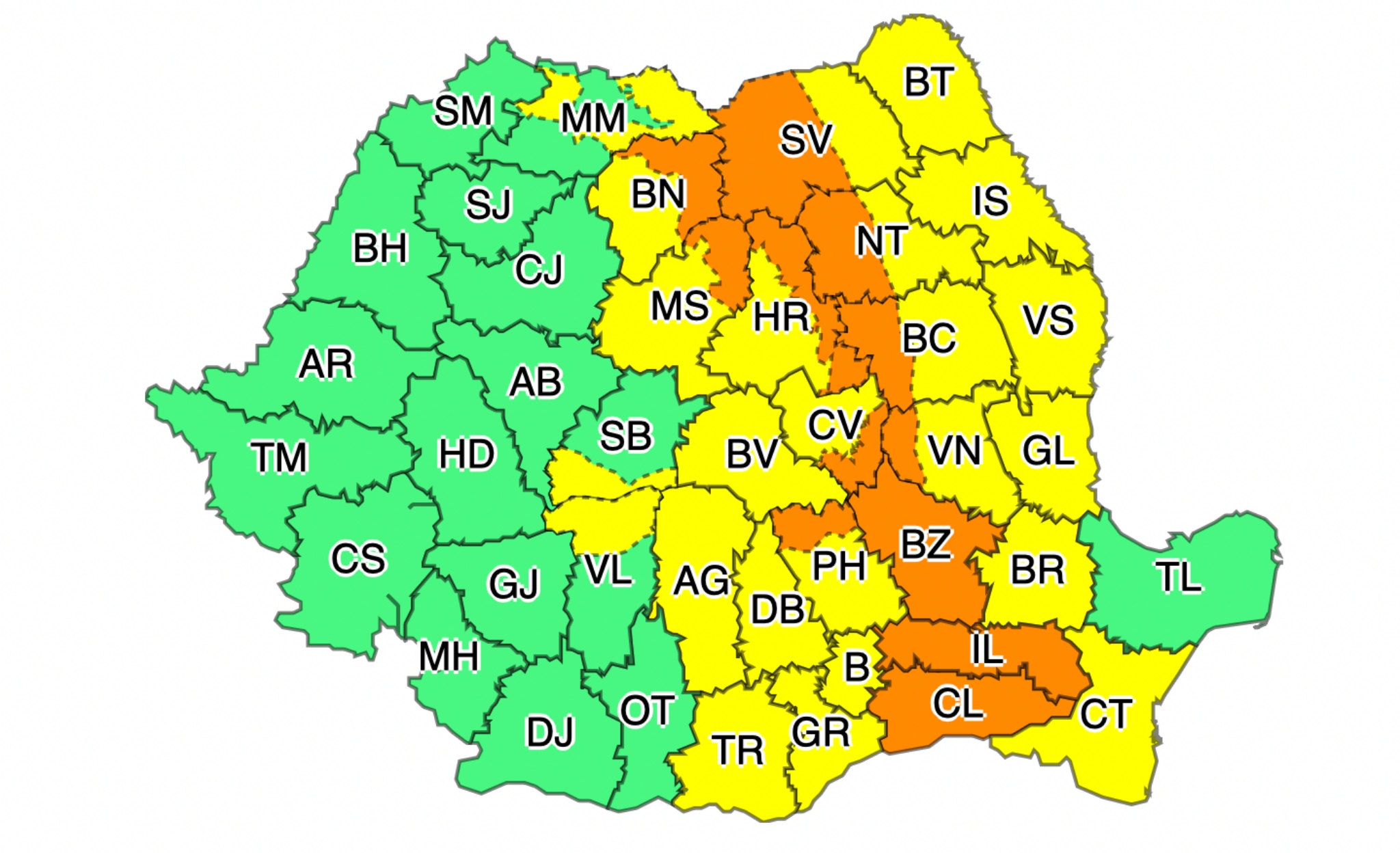 vreme rea în aproape toată țara - cod galben de ploi și în județul sibiu