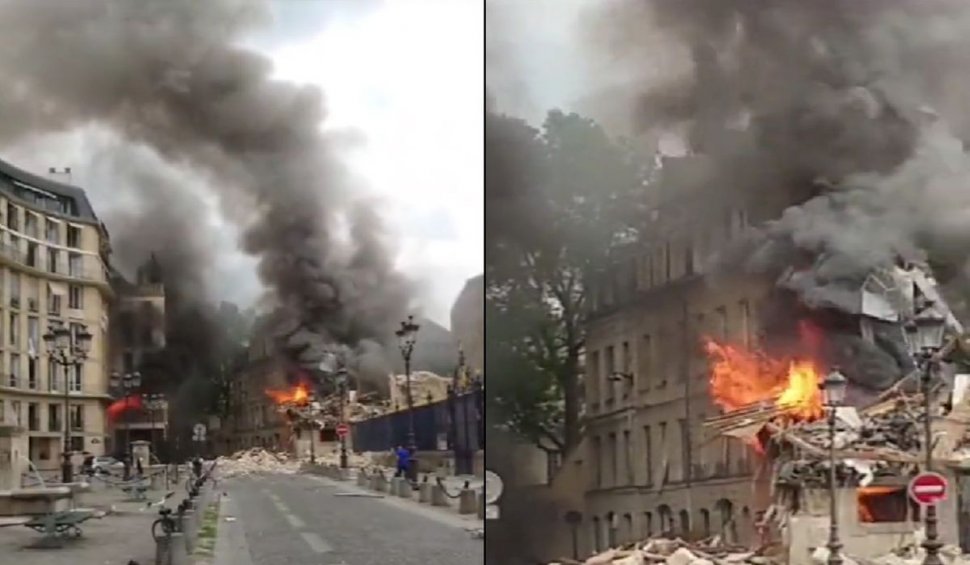 VIDEO Explozie urmată de incendiu la o clădire din Paris - Mai mulți oameni sunt răniți