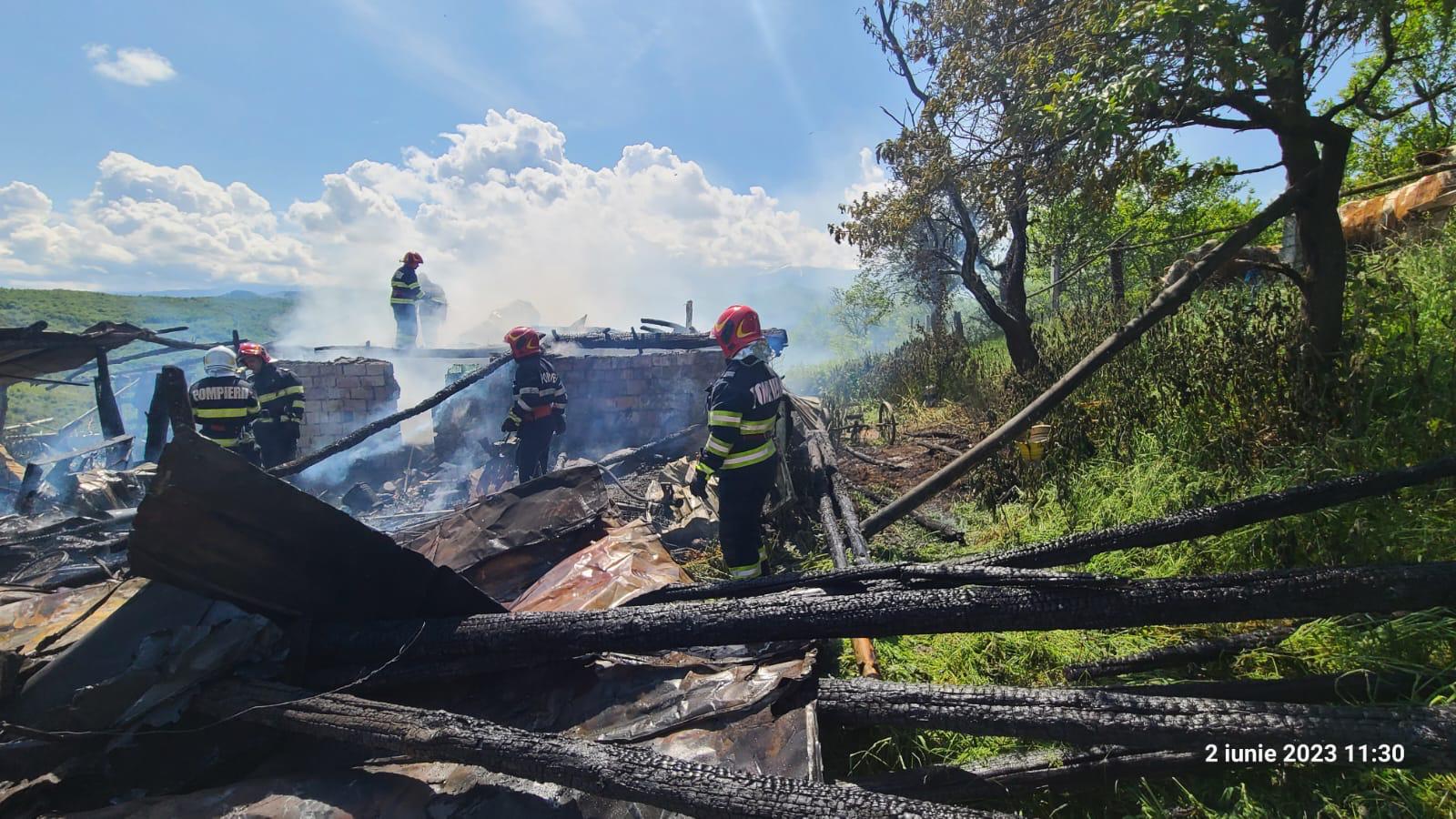 foto: adăpost de animale din sebeșu de sus, în flăcări - șapte porci au fost salvați