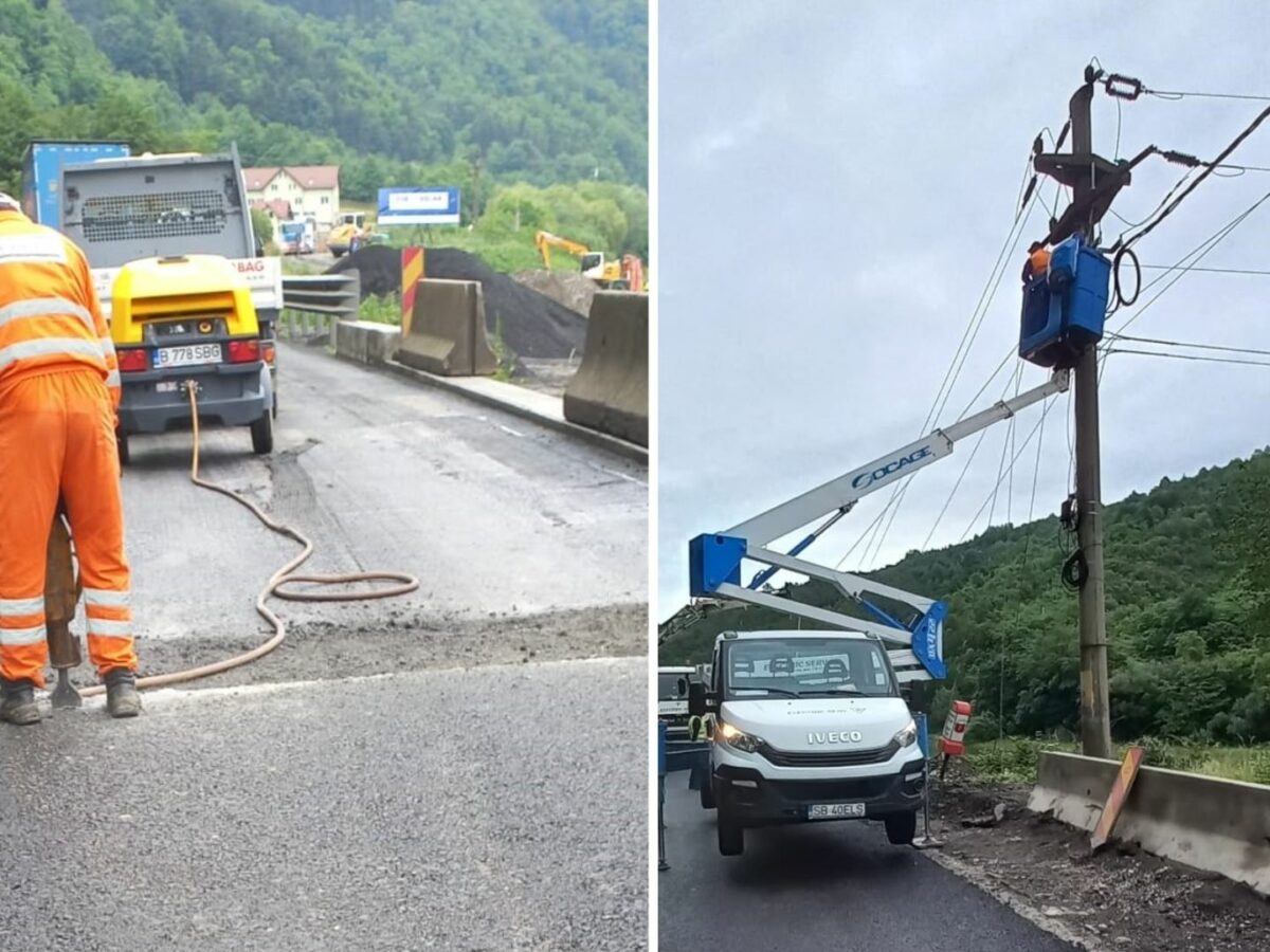 FOTO Lucrările de la Boița avansează - Au fost montați stâlpi parapet și cabluri electrice