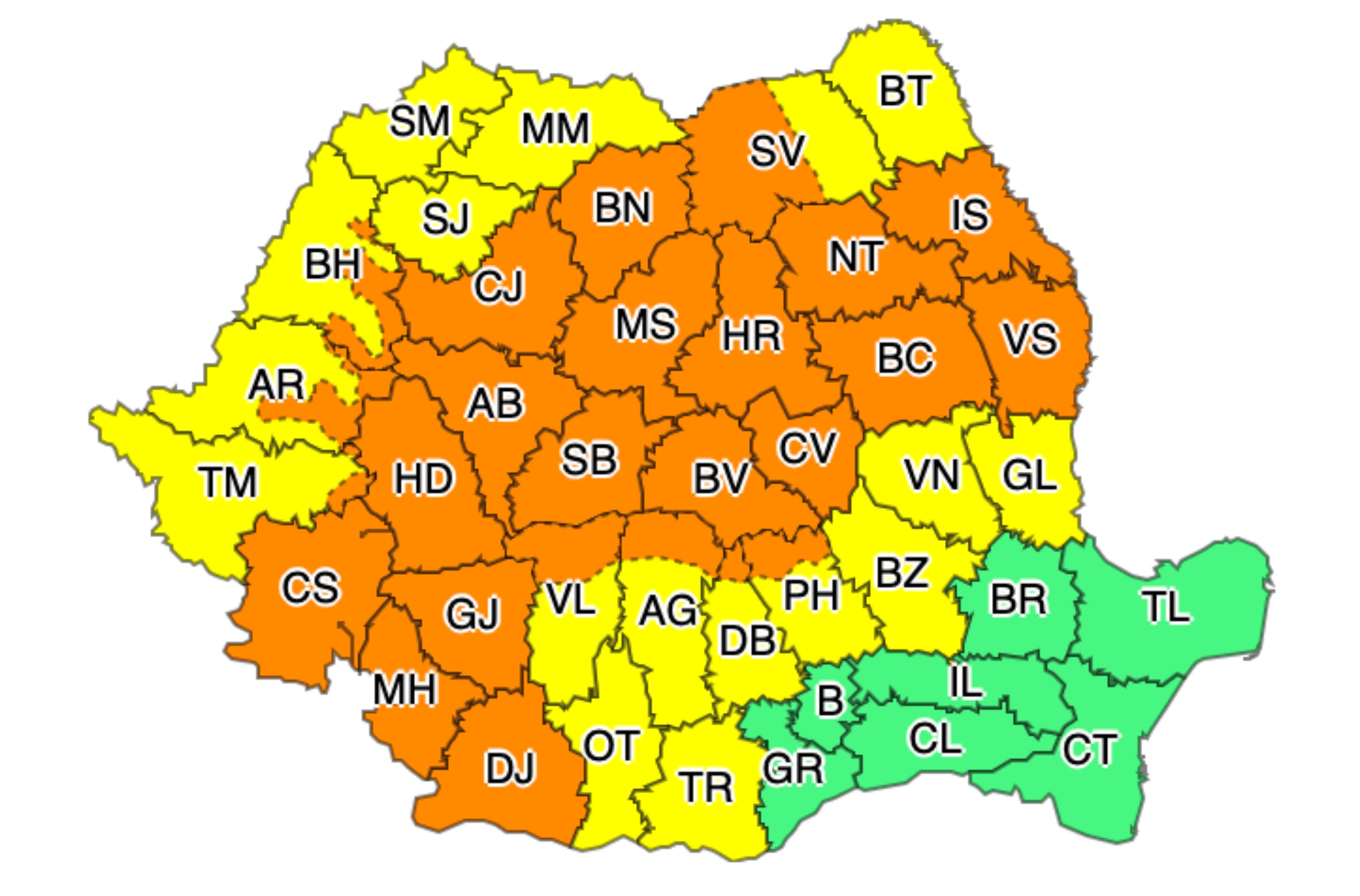 Cod portocaliu de furtună în județul Sibiu