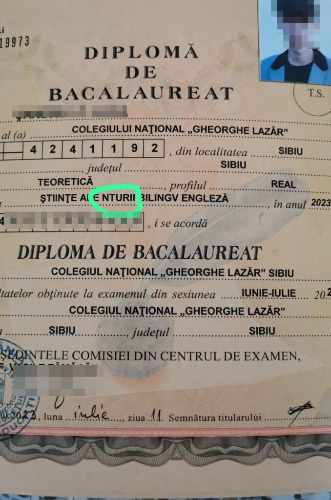 Eroare gravă la Colegiul “Gheorghe Lazăr” din Sibiu - Diplome de Bacalaureat completate greșit - Director: “Cerem scuze elevilor și părinților”