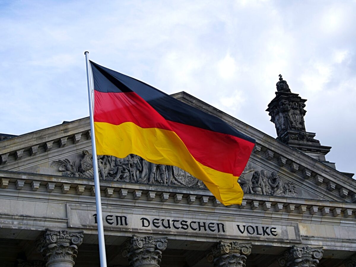 germany flag in front of building