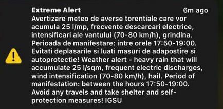 cod portocaliu de furtună în zece localități din sibiu. avertizare ro alert, emisă