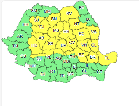 Sibiul rămâne sub cod galben de ploi și vijelii până joi seară