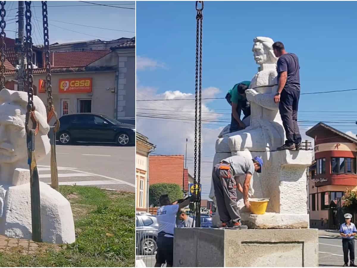 Statuia lui Gheorghe Lazăr, amplasată în Avrig. Slujba de sfințire, în 17 septembrie 