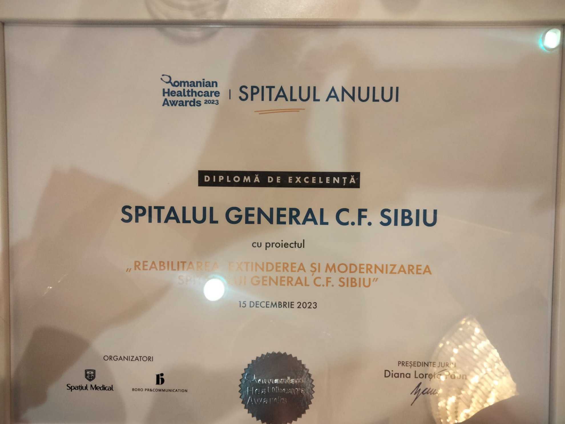 Spitalul General CFR Sibiu, premiat pentru reabilitare, extindere și modernizare