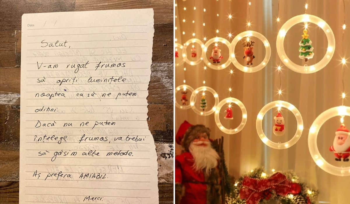 Grinch în Cartierul Arhitecților. Un locatar i-a trimis o scrisoare vecinului să stingă luminițele de Crăciun: “Aș prefera amiabil” (foto)