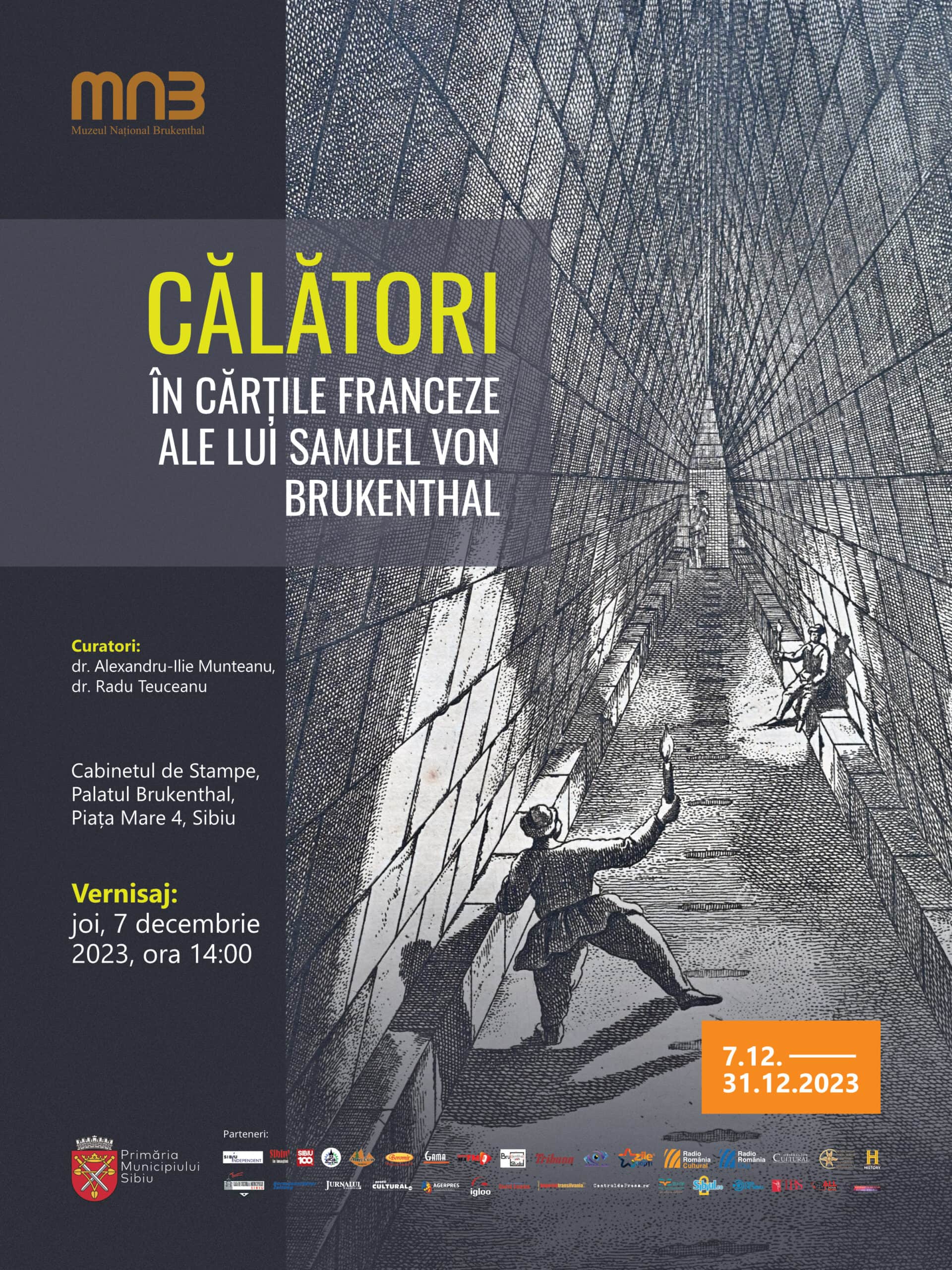 Invitație la vernisajul expoziției „Călători în cărțile franceze ale lui Samuel von Brukenthal”