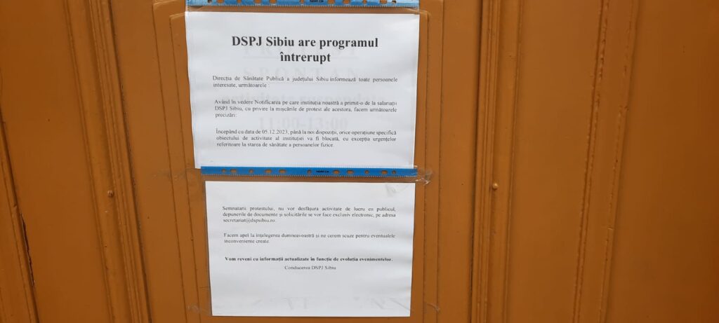 angajații de la dsp sibiu întrerup lucrul din cauza salariilor. doar urgențele vor fi rezolvate