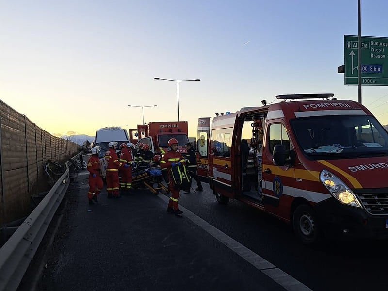 Accident cu 9 victime pe A1 la Sibiu. A fost activat Planul Roșu de Intervenție (update)