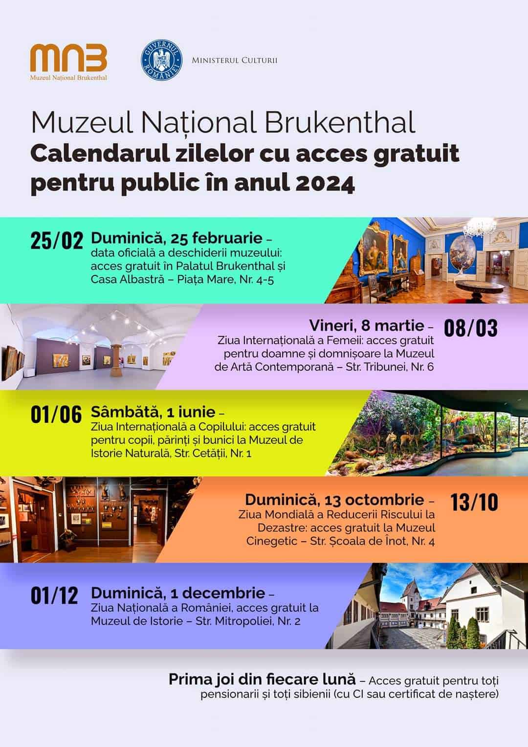 muzeul brukenthal a făcut public calendarul zilelor cu acces gratuit pentru vizitatorii din sibiu, în anul 2024