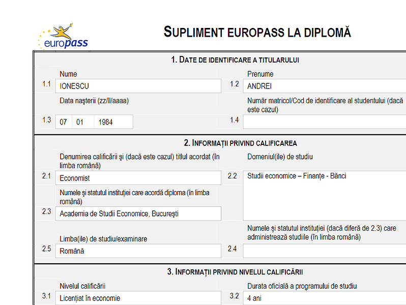 cod qr şi redactare bilingvă pentru diplomele de studii. suplimentele vor avea un nou format