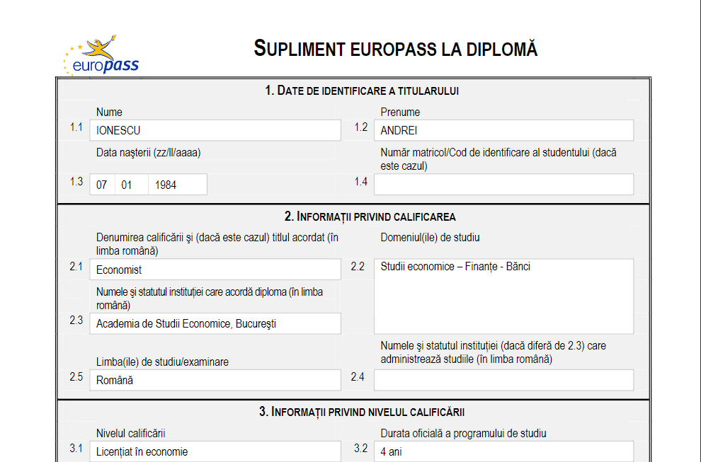 Cod QR şi redactare bilingvă pentru diplomele de studii. Suplimentele vor avea un nou format