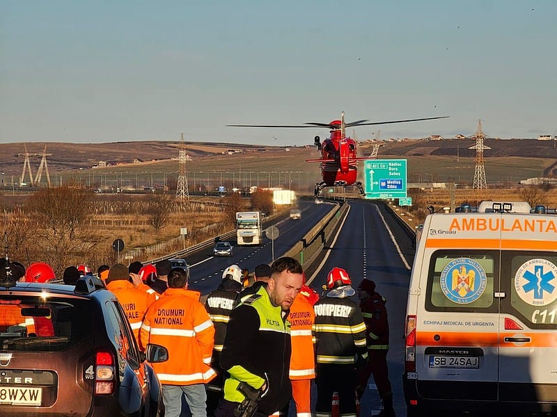 cum s-a produs accidentul de vineri dimineață de pe a1 sibiu. un tir a lovit două autoutilitare (video)