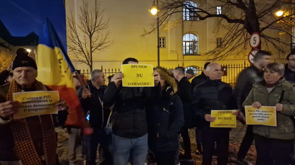 protest aur în fața sediului psd sibiu: "vrem dreptate, nu comasate"