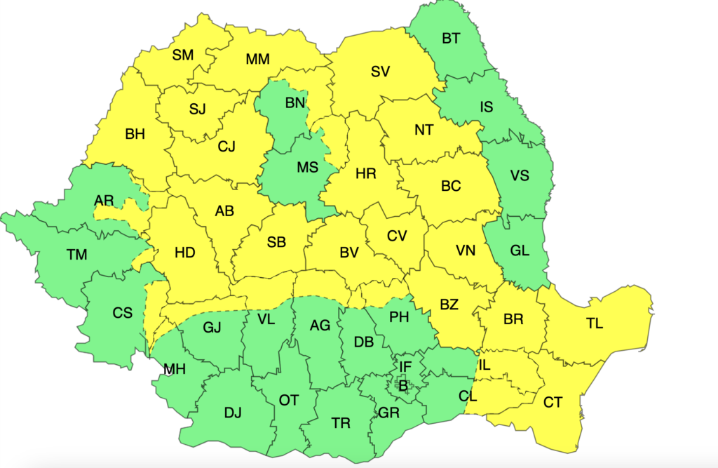 Cod portocaliu de vânt puternic la munte și cod galben în restul județului Sibiu. Vor fi precipitații și viscol