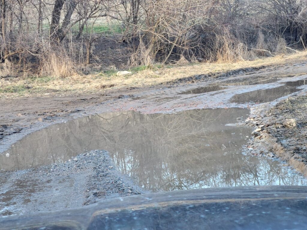 Jale la Topârcea. Străzile arată ca după bombardamente. Localnic: „Trebuie să îți cumperi cizme de cauciuc ca să poți merge pe ele” (foto)