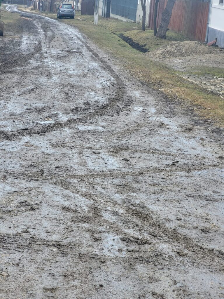 Jale la Topârcea. Străzile arată ca după bombardamente. Localnic: „Trebuie să îți cumperi cizme de cauciuc ca să poți merge pe ele” (foto)