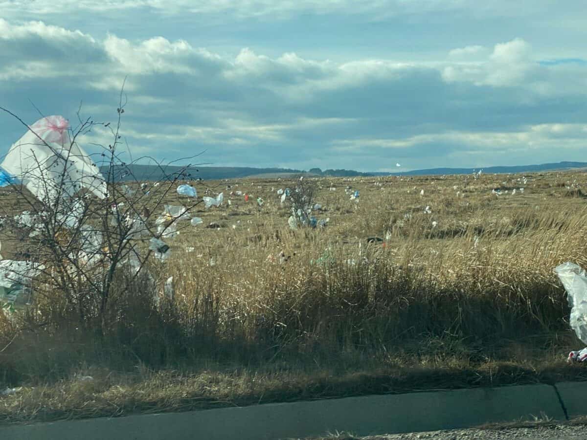 dezastru pe câmpul din zona industrială vest. gunoaie de la groapa din rusciori, împrăștiate de vânt (foto)