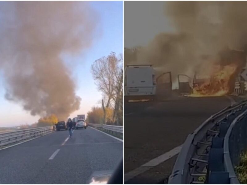 jaf armat în plină zi pe o autostrada din sardinia. hoții au distrus masina blindată si au fugit cu milioane de euro